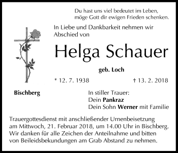 Anzeige von Helga Schauer von MGO