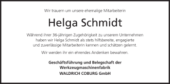 Anzeige von Helga Schmidt von MGO