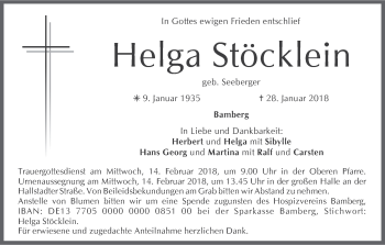 Anzeige von Helga Stöcklein von MGO