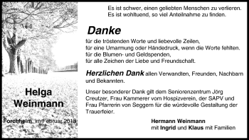 Anzeige von Helga Weinmann von MGO