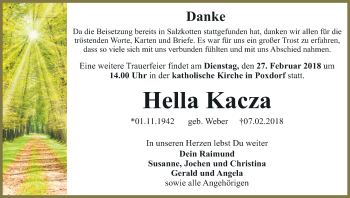 Anzeige von Hella Kacza von MGO