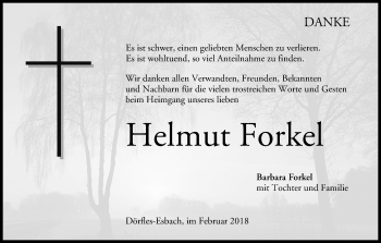 Anzeige von Helmut Forkel von MGO