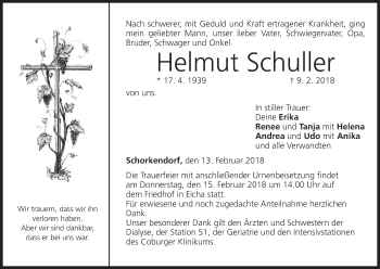 Anzeige von Helmut Schuller von MGO