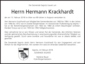 Anzeige von Hermann Krackhardt von MGO