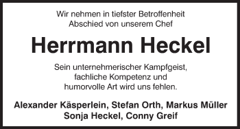 Anzeige von Herrmann Heckel von MGO