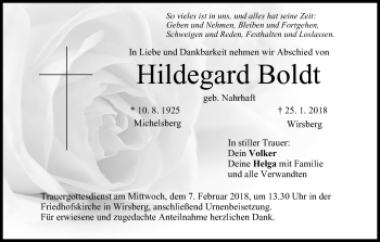 Anzeige von Hildegard Boldt von MGO