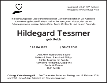 Anzeige von Hildegard Tessmer von MGO