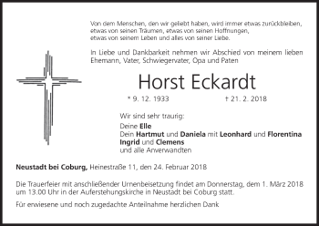 Anzeige von Horst Eckardt von MGO