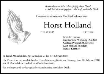 Anzeige von Horst Holland von MGO