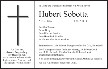 Anzeige von Hubert Sobotta von MGO