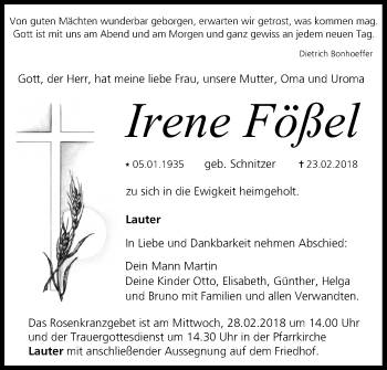 Anzeige von Irene Fößel von MGO