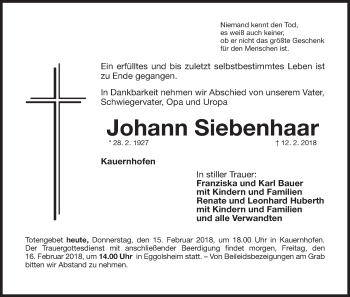 Anzeige von Johann Siebenhaar von MGO