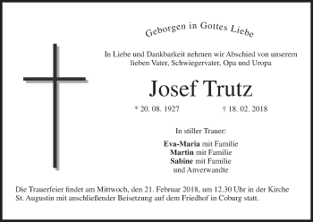 Anzeige von Josef Trutz von MGO