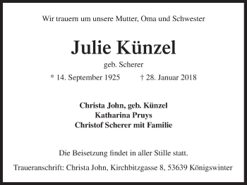 Anzeige von Julie Künzel von MGO