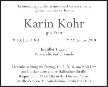 Anzeige von Karin Kohr von MGO