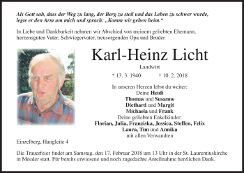 Anzeige von Karl-Heinz Licht von MGO