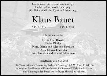 Anzeige von Klaus Bauer von MGO
