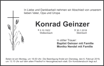 Anzeige von Konrad Geinzer von MGO