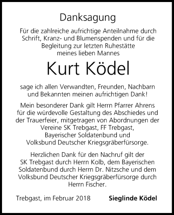 Anzeige von Kurt Ködel von MGO