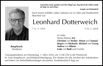 Anzeige von Leonhard Dotterweich von MGO