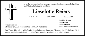 Anzeige von Lieselotte Reiers von MGO