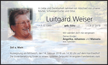 Anzeige von Luitgard Weiser von MGO