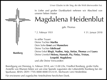 Anzeige von Magdalena Heidenblut von MGO