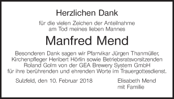 Anzeige von Manfred Mend von MGO