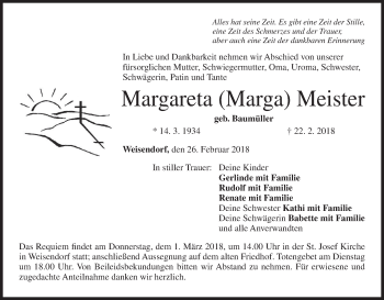Anzeige von Margareta Meister von MGO