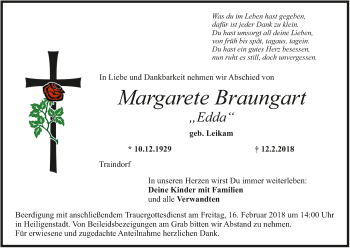 Anzeige von Margarete Braungart von MGO