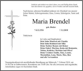 Anzeige von Maria Brendel von MGO