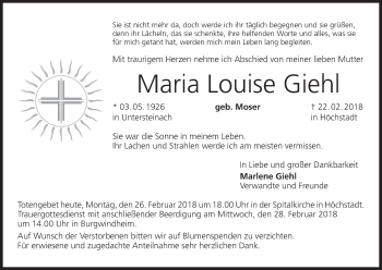 Anzeige von Maria Louise Giehl von MGO