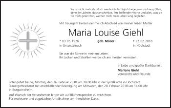Anzeige von Maria Louise Giehl von MGO