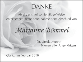 Anzeige von Marianne Bömmel von MGO