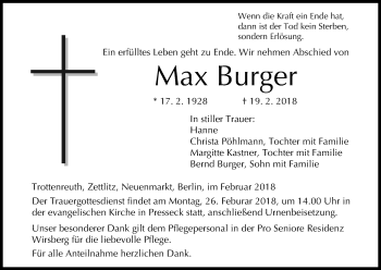 Anzeige von Max Burger von MGO