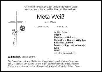 Anzeige von Meta Weiß von MGO