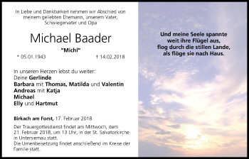 Anzeige von Michael Baader von MGO