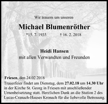 Anzeige von Michael Blumenröther von MGO