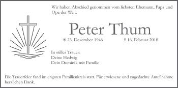 Anzeige von Peter Thum von MGO