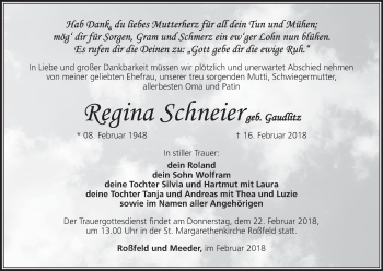 Anzeige von Regina Schneier von MGO