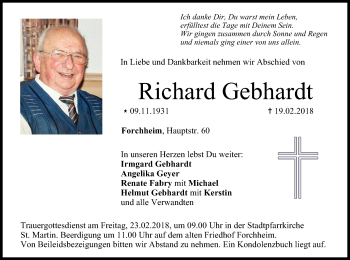 Anzeige von Richard Gebhardt von MGO