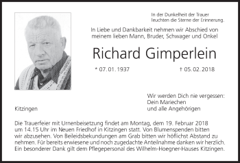 Anzeige von Richard Gimperlein von MGO