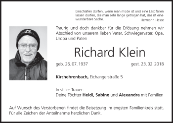 Anzeige von Richard Klein von MGO