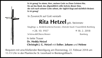 Anzeige von Rita Hetzel von MGO