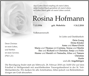 Anzeige von Rosina Hofmann von MGO