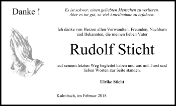 Anzeige von Rudolf Sticht von MGO