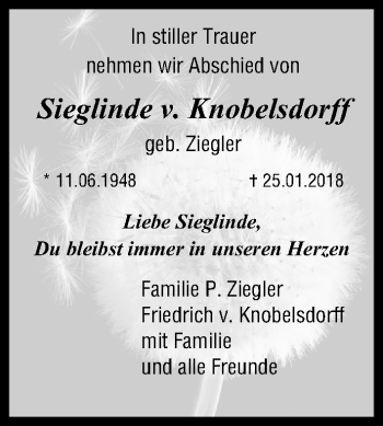 Anzeige von Sieglinde v. Knobelsdorff von MGO