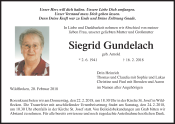 Anzeige von Siegrid Gundelach von MGO