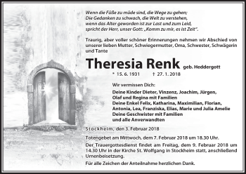 Anzeige von Theresia Renk von MGO