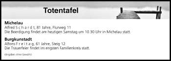 Anzeige von Totentafel vom 03.02.2018 von MGO